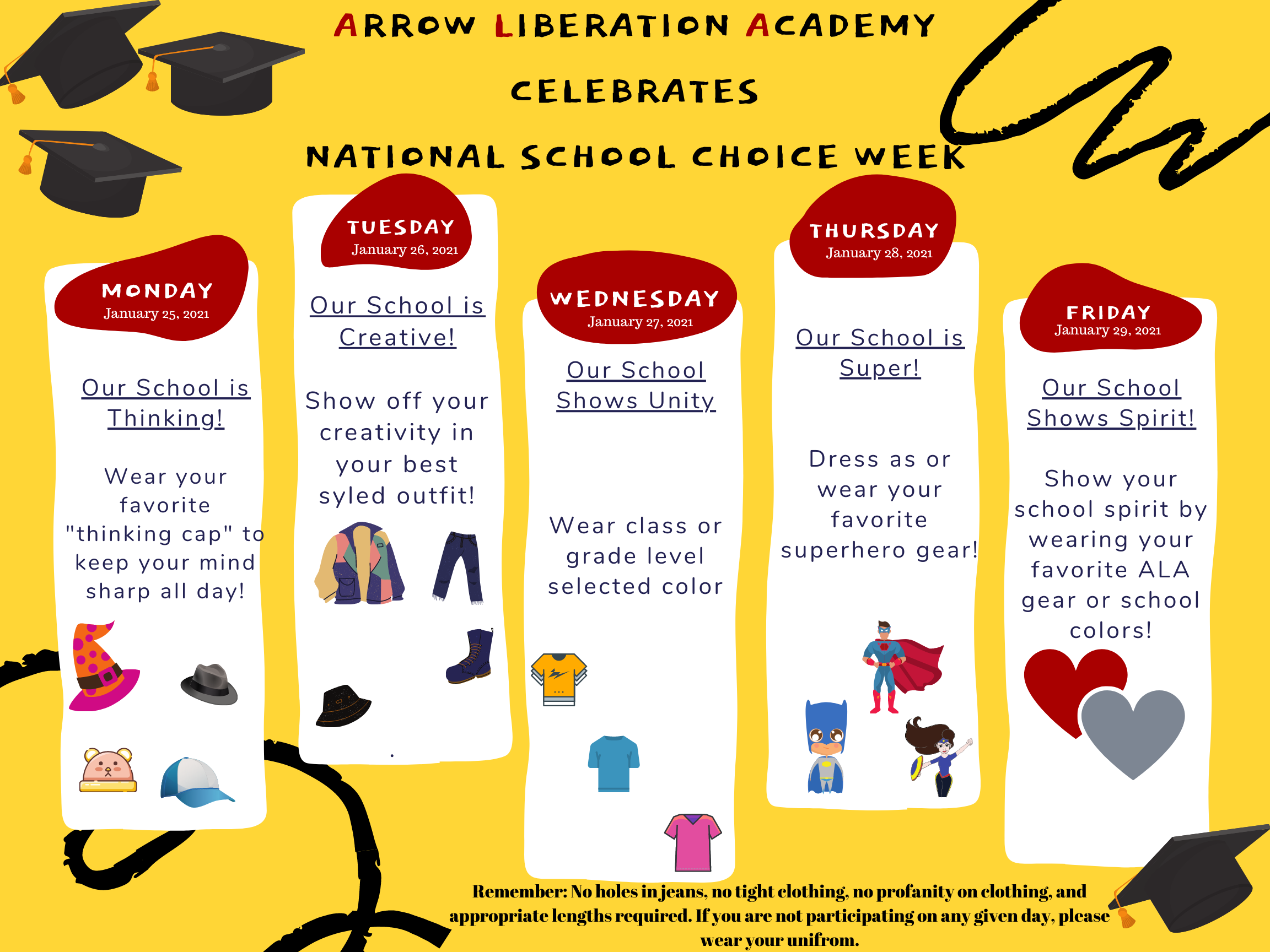 NATIONAL SCHOOL CHOICE WEEK Themed Dress Days Liberation Academy